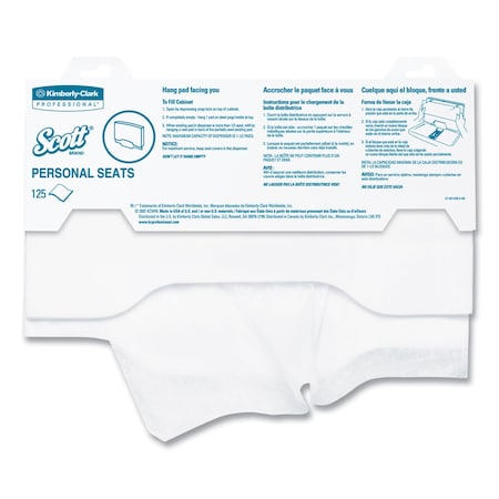 Scott Personal Seats Toilet Seat Cover, No Fold, White, 125 Sheets 7410